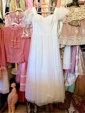 Vintage Blondie Nites Prom / Bridal White Tulle Gown 7
